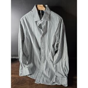 Polo Ralph Lauren Regent Dress Shirt Classic Fit 18 Green Blue White Stripes